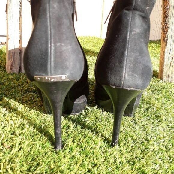 Dior TR1206 Suede Leather Platform‎ Ankle Booties Stiletto Heels Black Sz 37 5.5 - Picture 7 of 15